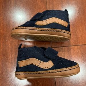 Vans Sk8 - hi crib booties. Brand new. Navy and brown suede size 3
